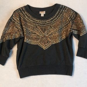 Amuse Society Cropped Embellished Sweater